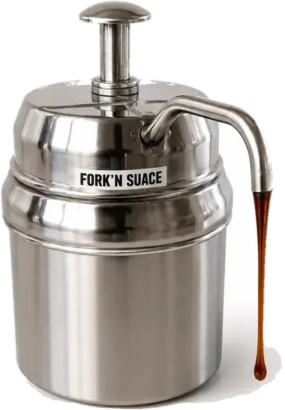 The Fresh Fork Grill sauce pump with a drip of Fork'n Sauce