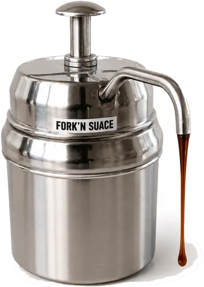 The Fresh Fork Grill sauce pump with a drip of Fork'n Sauce