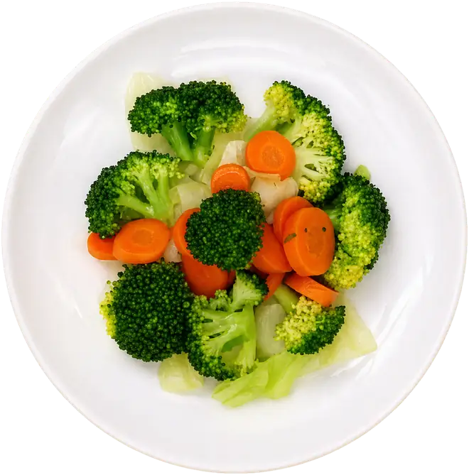 Fresh Fork Grill steamed broccoli, carrots and cabbage