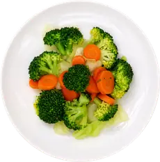 Fresh Fork Grill steamed broccoli, carrots and cabbage